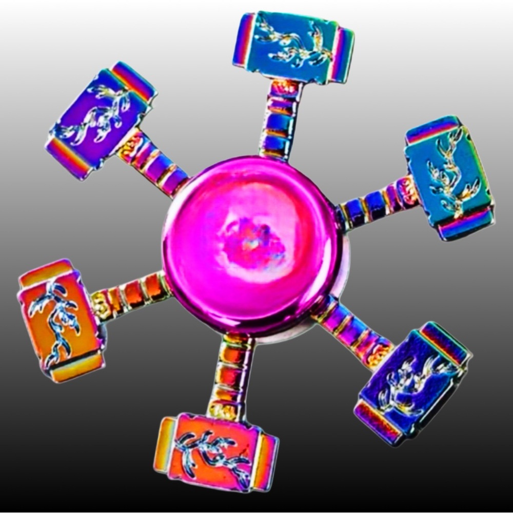 Heavy Duty Rainbow Hammer Metallic Unique Metal Fidget Spinner